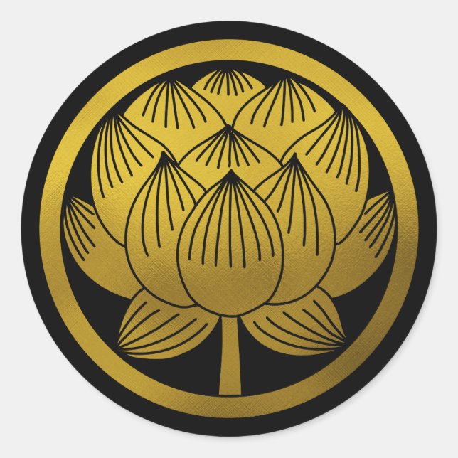 Japanisches Familienwappen-Lotus Runder Aufkleber (Vorderseite)