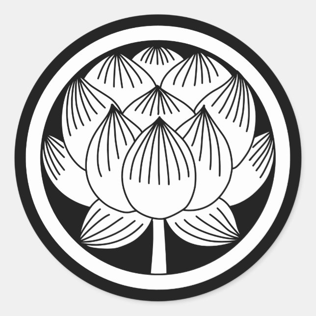 Japanisches Familienwappen-Lotus Runder Aufkleber (Vorderseite)