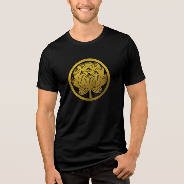 Japanisches Familienwappen-Lotus Tri-Blend Shirt (Vorderseite)