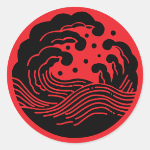 Japanisches Familienwappen-Wave Runder Aufkleber
