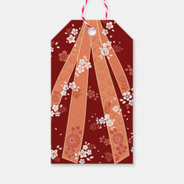 Japanisches florales Kimono Muster Coral Geschenkanhänger