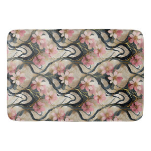 Japanisches Florales Rosa Gold Badematte