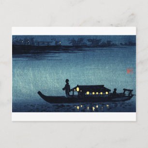 Japanisches Flussboot im Mondlicht Postkarte