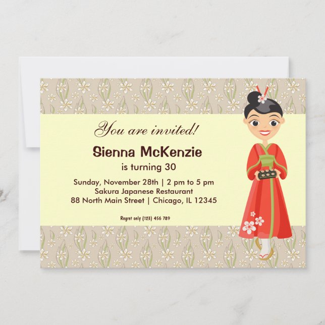 Japanisches Geburtstagsthema Einladung (Vorderseite)