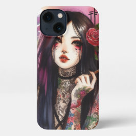 Japanisches Geisha Girl mit Tattoos iPhone Case 13 Hülle