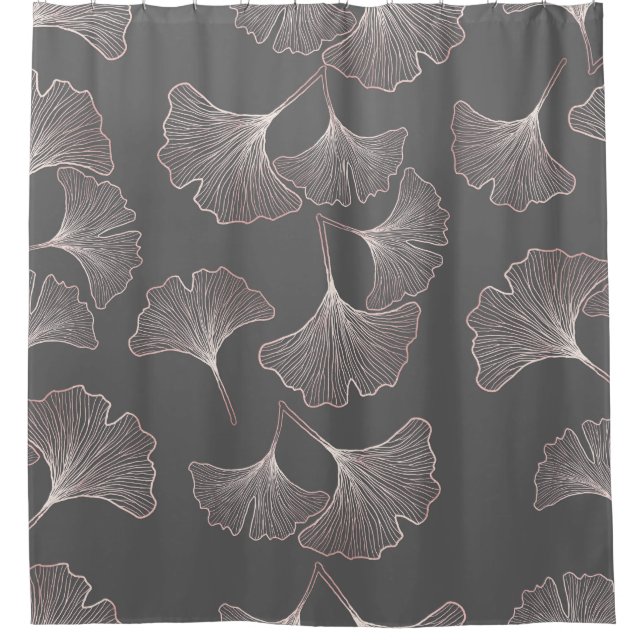 Japanisches Ginkgoblatt-Muster Duschvorhang (Vorderseite)