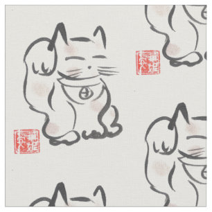 Japanisches glückliches Katze Maneki Neko Gewebe Stoff
