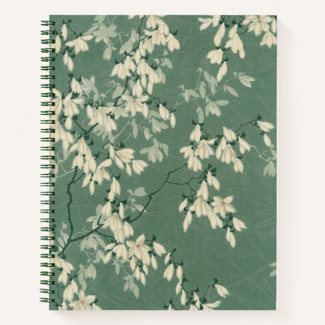 Japanisches Green Magnolia 8,5x11" Notebook Notizbuch (Vorderseite)
