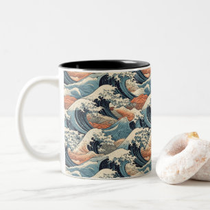 Japanisches Großwellenmuster  Zweifarbige Tasse