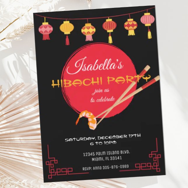 Japanisches Hibachi Dinner Party Geburtstag Einlad Einladung (Von Creator hochgeladen)