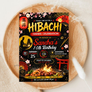 Japanisches Hibachi-Geburtstagsfest - Grill-Thema Einladung