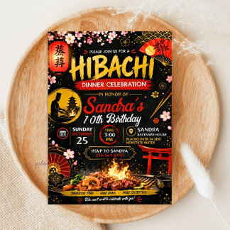 Japanisches Hibachi-Geburtstagsfest - Grill-Thema Einladung