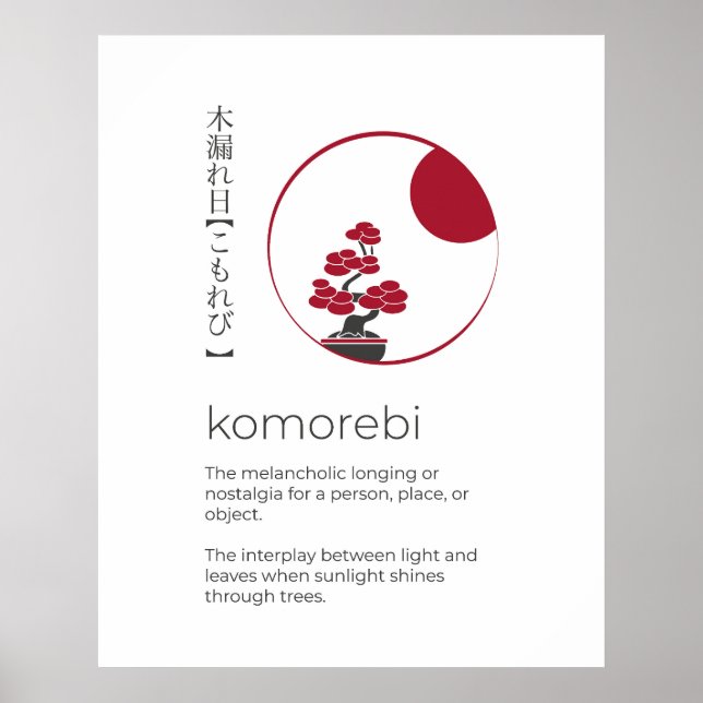 Japanisches Inspirationswort, Kunst der Komorebi-M Poster (Vorne)