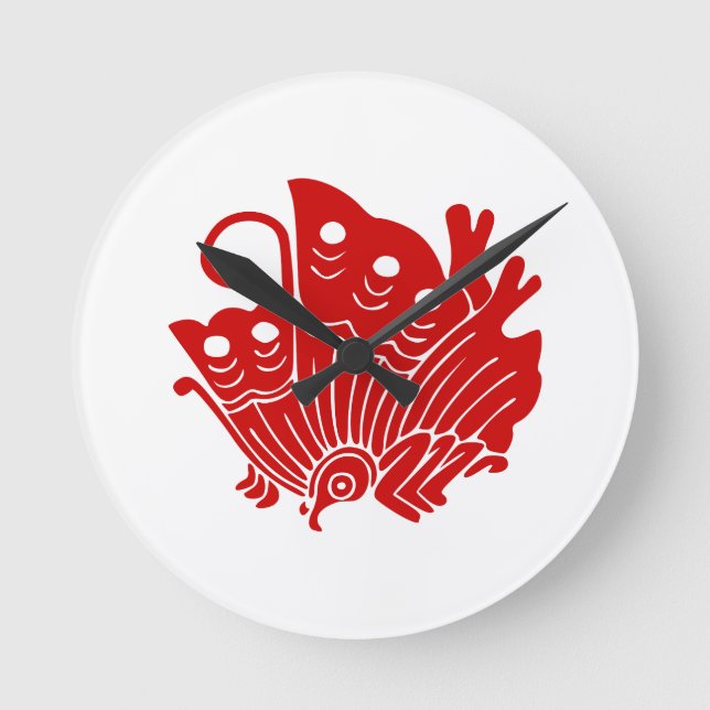 Japanisches Kameldesign Runde Wanduhr (Vorderseite)