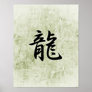 Japanisches Kanji für Dragon - Ryuu Poster