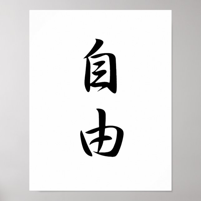 Japanisches Kanji für Freiheit - Jiyuu Poster (Vorne)