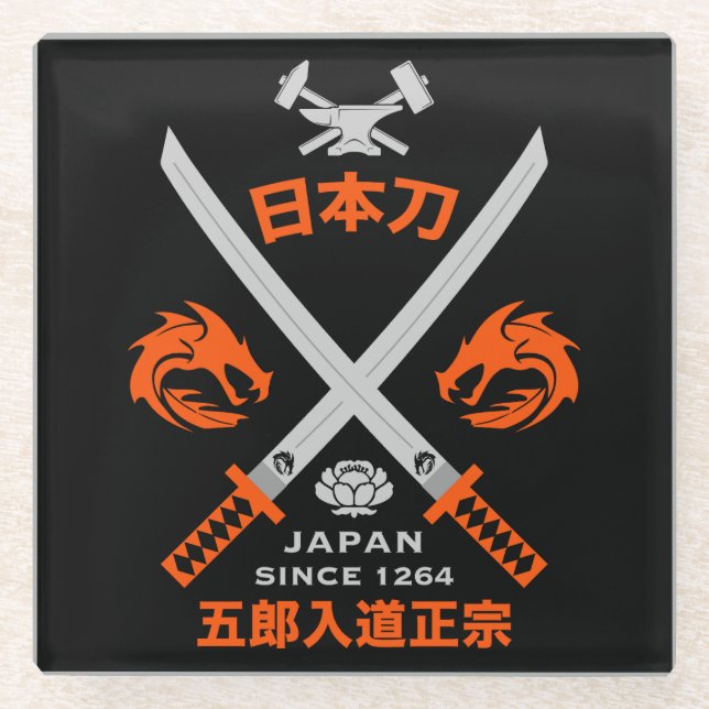Japanisches Katana-Schwert Glasuntersetzer (Vorderseite)