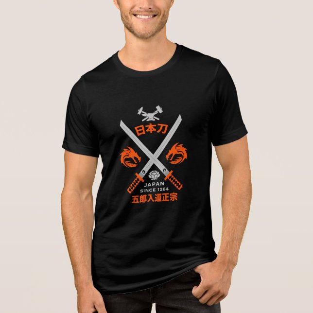 Japanisches Katana-Schwert Tri-Blend Shirt (Vorderseite)