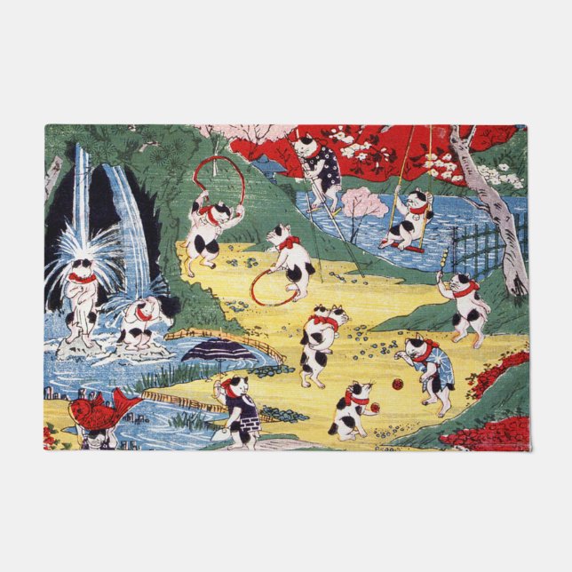 Japanisches Katzen Land, Utagawa Kunitoshi Fußmatte (Vorderseite)