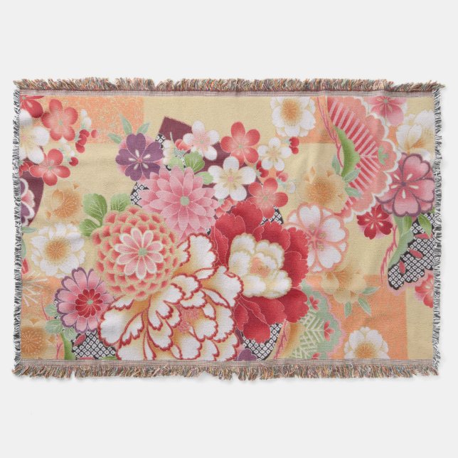 Japanisches KIMONO Gewebe, Blume Decke (Vorderseite)