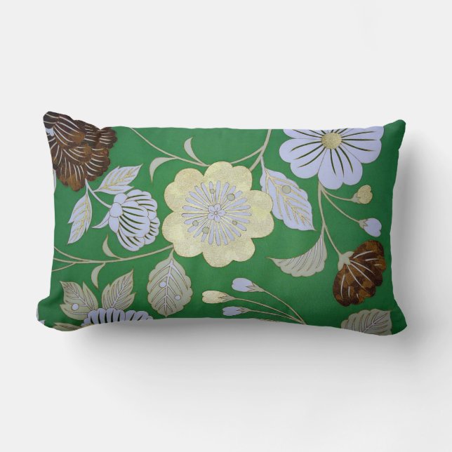 Japanisches KIMONO Gewebe, Blumenmuster Lendenkissen (Vorderseite)