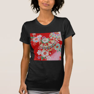 Japanisches KIMONO Gewebe, Blumenmuster T-Shirt