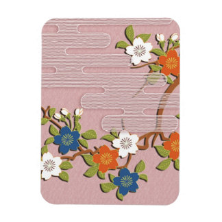 Japanisches Kimono-Muster - Nebel und Kirschblüten Magnet