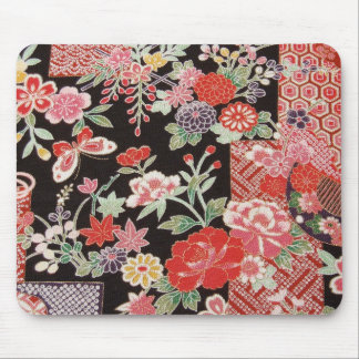 Japanisches KIMONO Textil, Blumenmuster Mousepad