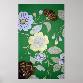 Japanisches KIMONO Textil, Blumenmuster Poster