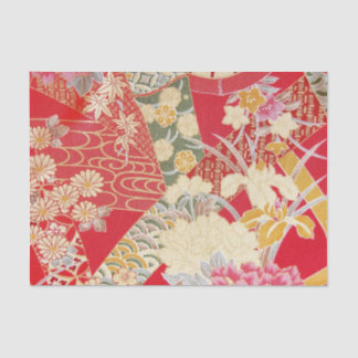 Japanisches KIMONO Textil, Blumenmuster Seidenpapier