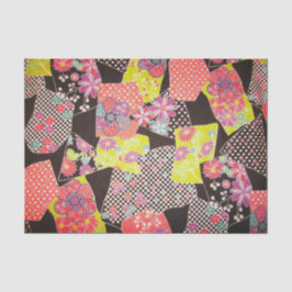 Japanisches KIMONO Textil, Blumenmuster Seidenpapier