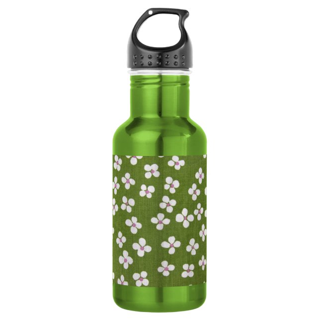 Japanisches KIMONO Textil, Floret Muster Edelstahlflasche (Vorderseite)