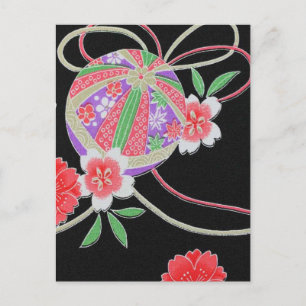 Japanisches KIMONO Textil, Floret Muster Postkarte