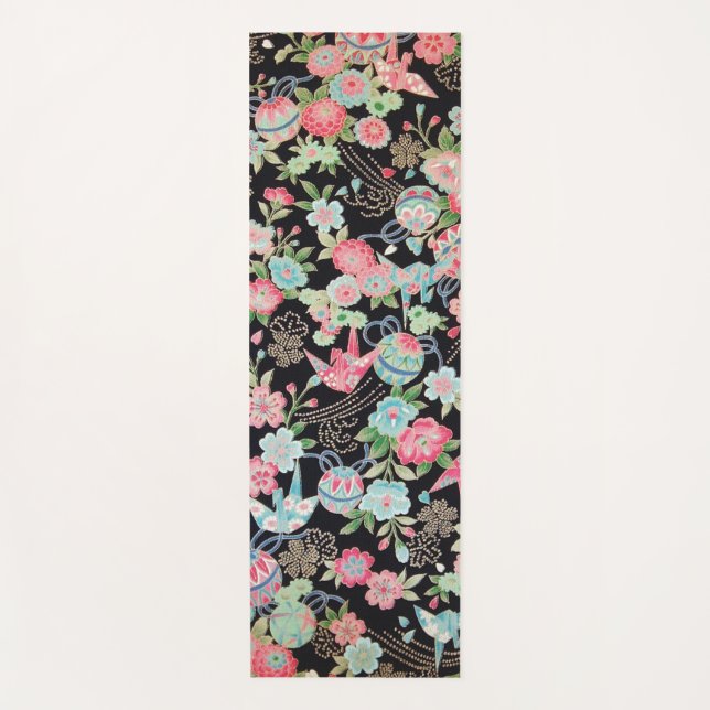 Japanisches KIMONO Textil, Floret Muster Yogamatte (Vorderseite)
