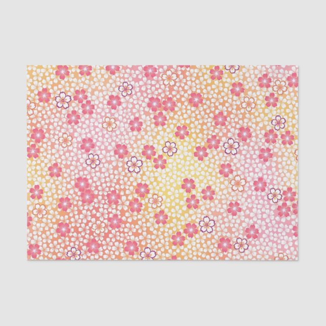 Japanisches KIMONO Textil, Kirschblütenmuster Seidenpapier (Vorderseite)