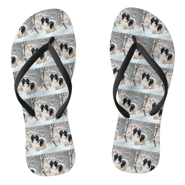 Japanisches Kinn Let It Snow Weihnachten Flip Flops (Fußbett)