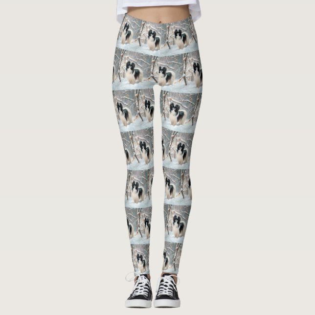 Japanisches Kinn Let It Snow Weihnachten Leggings (Vorderseite)