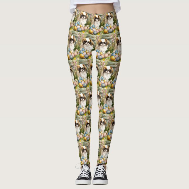 Japanisches Kinn mit Ostereiern Leggings (Vorderseite)