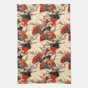Japanisches Kirschblüten-Fächer-Muster (5) Geschirrtuch