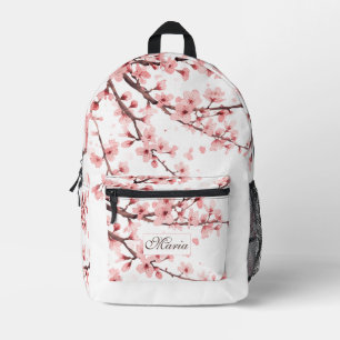 Japanisches Kirschblüten-Monogramm Rosa Weiß Bedruckter Rucksack