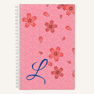 Japanisches Kirschblüten- und Wellenmuster Notizbuch