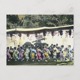 Japanisches Kirschblütenfestival Vintage-Tänzer Postkarte