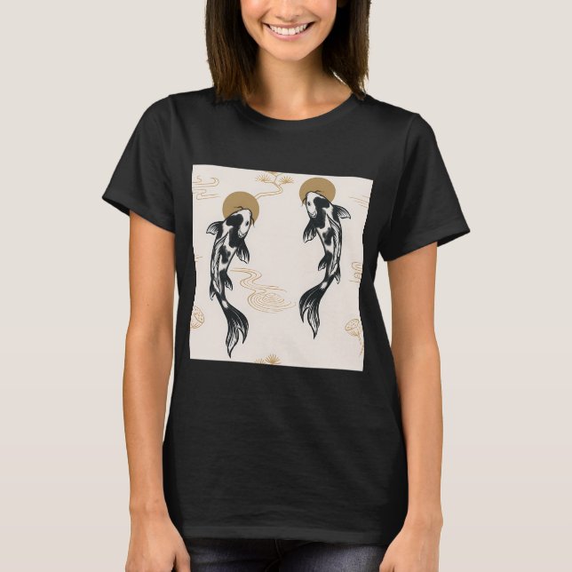 Japanisches Koi-Fisch-Muster T-Shirt (Vorderseite)