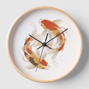 Japanisches Koi-Symbol mit Zen-inspiriertem Design Uhr