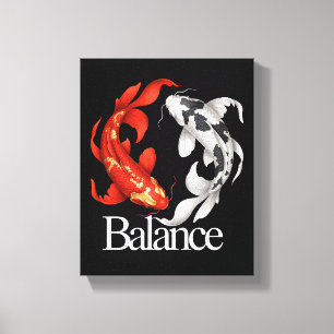 Japanisches Koi Yin Yang der Balance Zen Inspirier Leinwanddruck