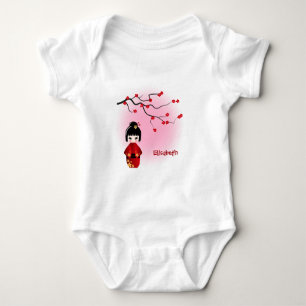 Japanisches Kokeshi-Puppe Sakura Name Baby Girl Sh Strampler