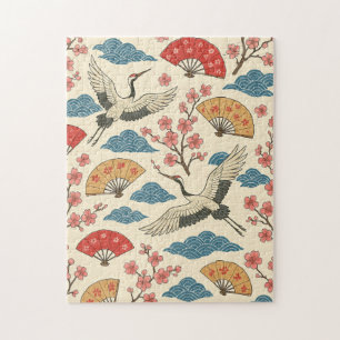 Japanisches Kranich-Sakura-Muster-Puzzle Puzzle