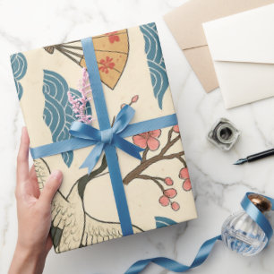 Japanisches Kranich-Sakura-Muster-Wrap-Papier  Geschenkpapier