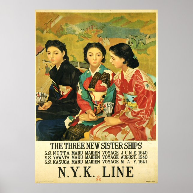Japanisches Kreuzfahrtschiff Vintage Travel Art Po Poster (Vorne)