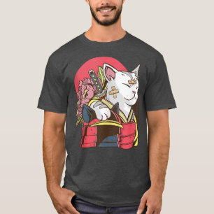 Japanisches Kunstwerk Samurai Cat Anime Cat T-Shirt